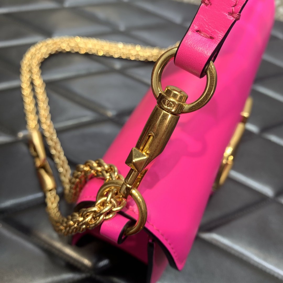 Valentino Garavani Loco Shoulder Bag in Rose Pink Calfskin Leather